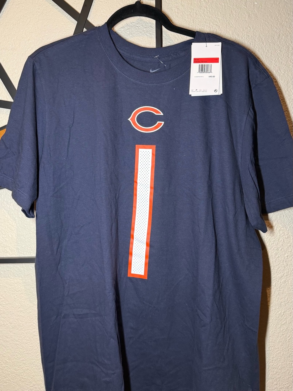 Nike Navy Chicago Bears Graphic Logo Tee with Orange Accent